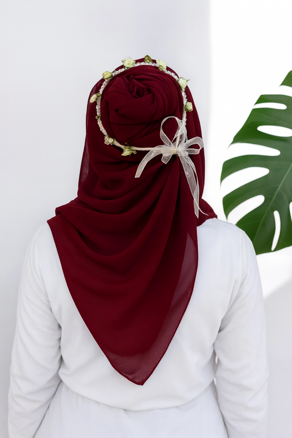 Plum Maroon Chiffon Hijab - Image 2
