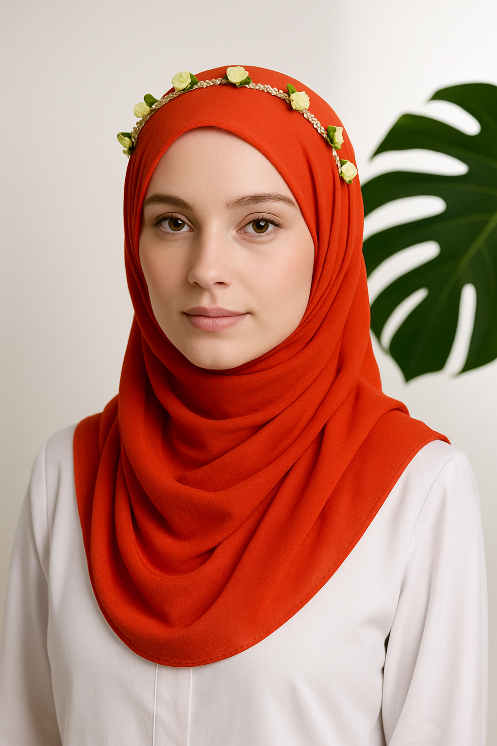 Orange Red Chiffon Hijab
