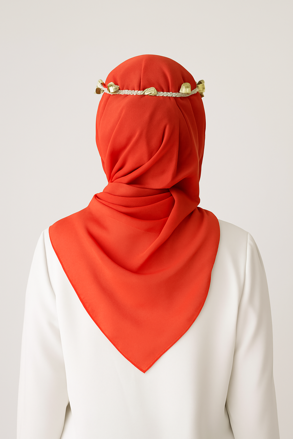 Orange Red Chiffon Hijab - Image 2