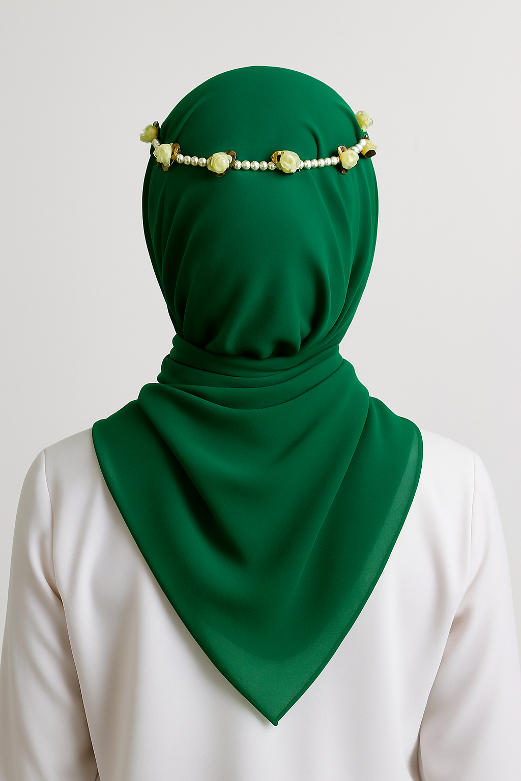 Kelly Green Chiffon Hijab - Image 2