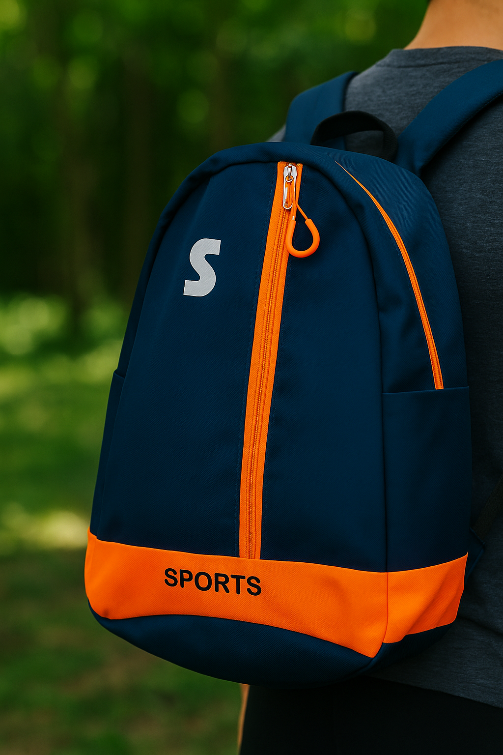 SPORTS Backpack – Navy Blue & Orange