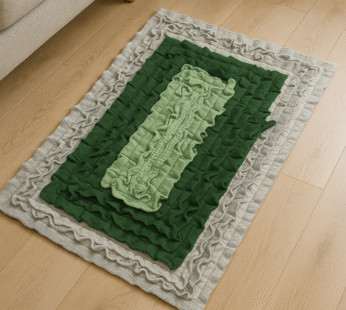 Handmade Layered Ruffle Rug – Forest & Silver Gray (Small)