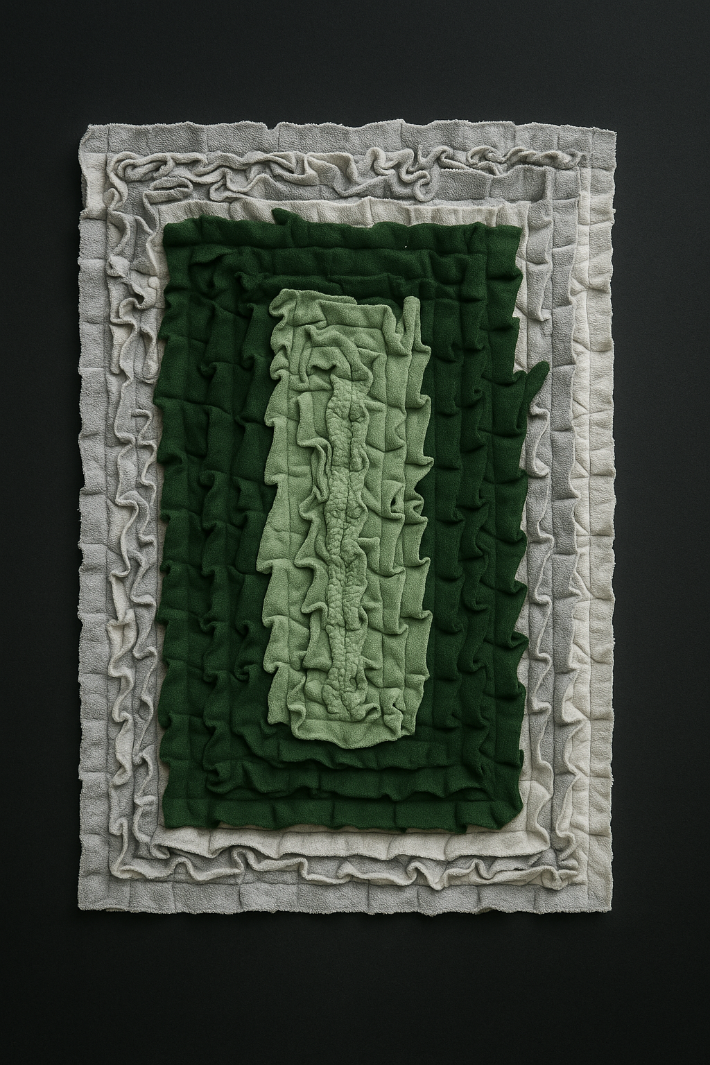 Handmade Layered Ruffle Rug – Forest & Silver Gray (Small) - Image 2